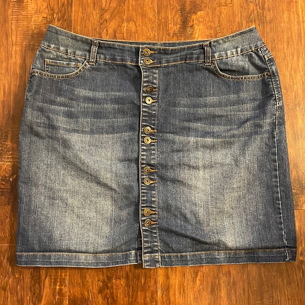 INC Denim Button Down Skirt Size 16W International Concepts